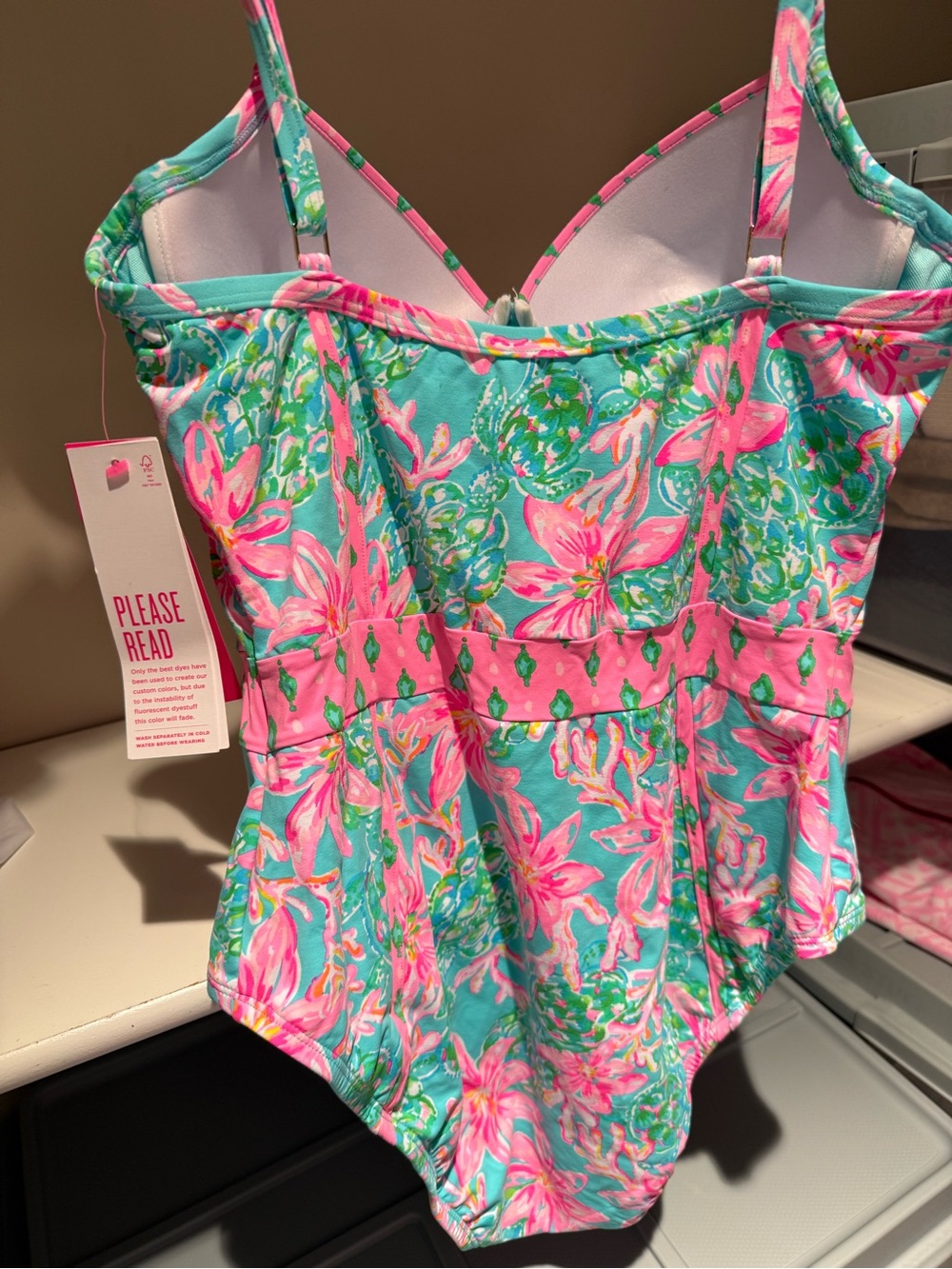 Lilly Pulitzer Pink, Turquoise & Green Palma one piece swimsuit - Picture 3 of 3
